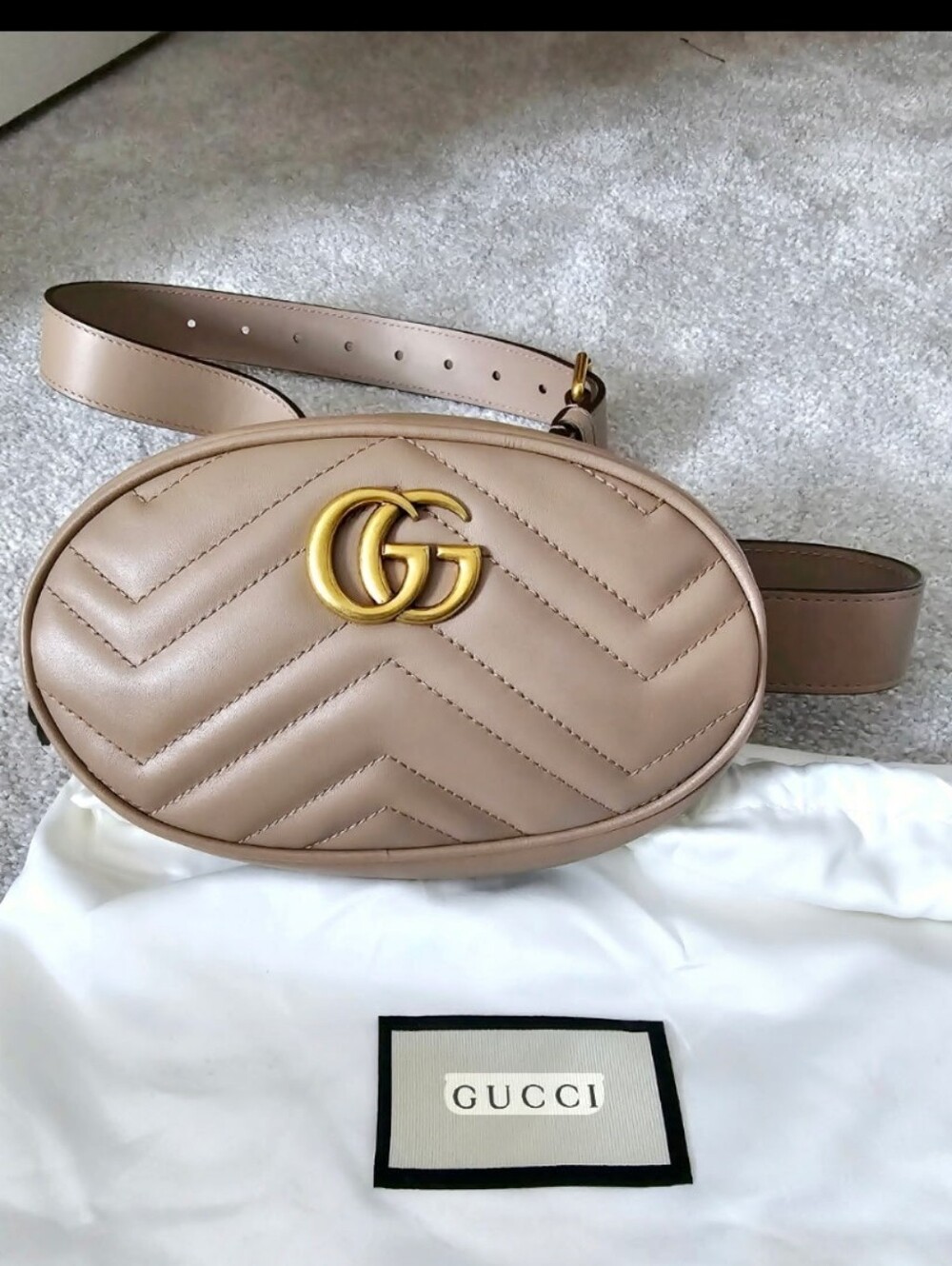 Gucci GG Marmont Matelassé Leather Belt Bag Rose